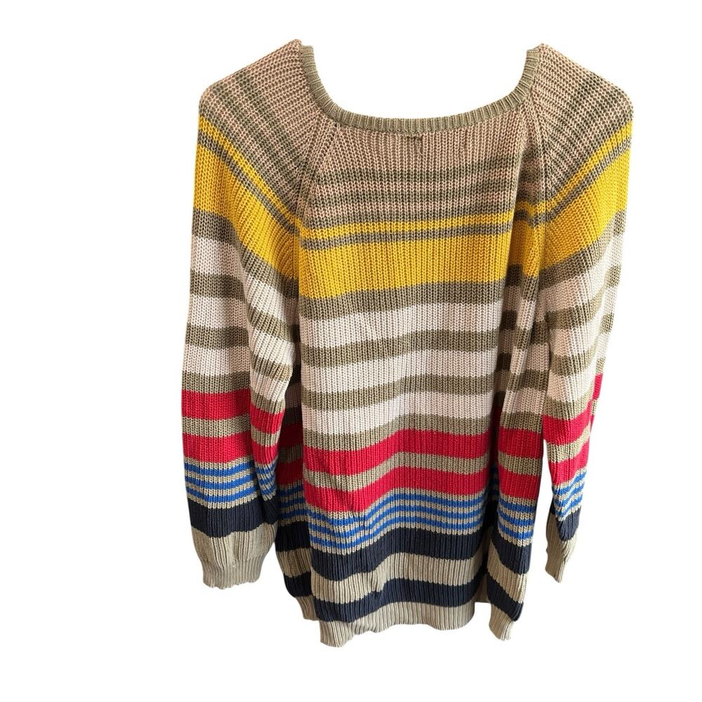 Vintage 80s PRONTO MODA Sweater Women Size L Cotton Knit Stripes Retro Oversized